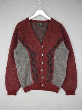 Vintage 1960s Puritan Mohair Cardigan Knit Sweater Large L Kurt Cobain USA Made
